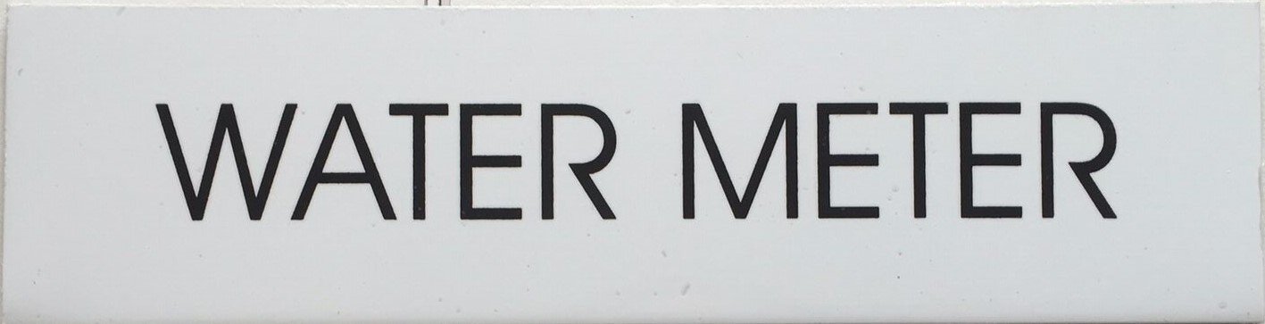 Water Meter Sign (White,Double Sided Tape, 2X7.75)