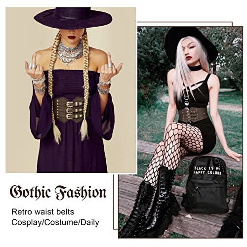 Renaissance Corset Belt for Women Wide Leather Waist Belt for Dresses and Costumes2