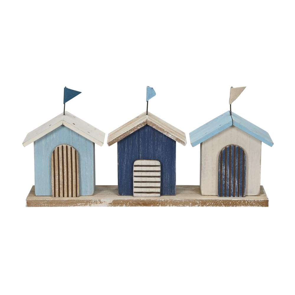 Häuserreihe Beach blau weiß Natur Holzhäuser maritim Dekohaus Beachhouse