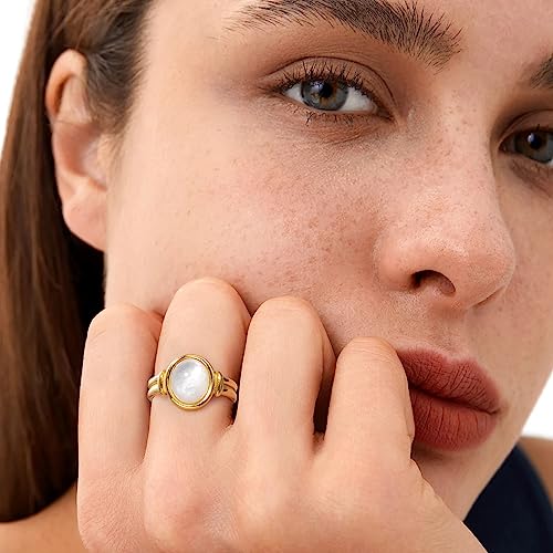 YeGieonr Gold Rings for Women Trendy Non Tarnish Chunky Gold Plated Ring, Waterproof Stainless Steel Gold Jewelry Gift2