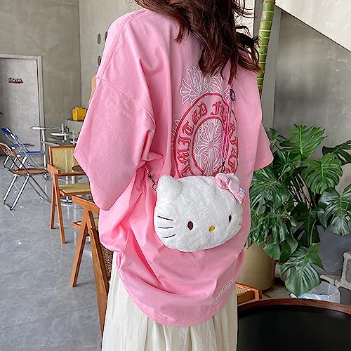 Cute Plush Crossbody Purse For Girls, Kawaii Bowknot Shoulder Bag (White) #TOP5