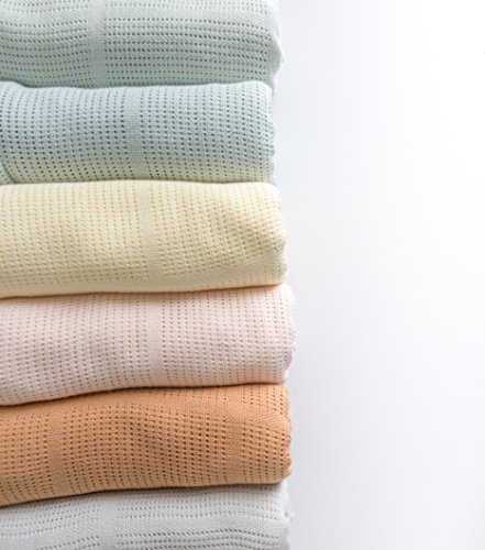 Image of Amazing Baby Cellular Blanket, Premium Cotton Knit, Ultra Soft, Breathable, Cozy Gift for Baby Boys and Girls, Favorite Toddler Blanket, 44 x 44 inches (112 x 112 cm), Soft Blue