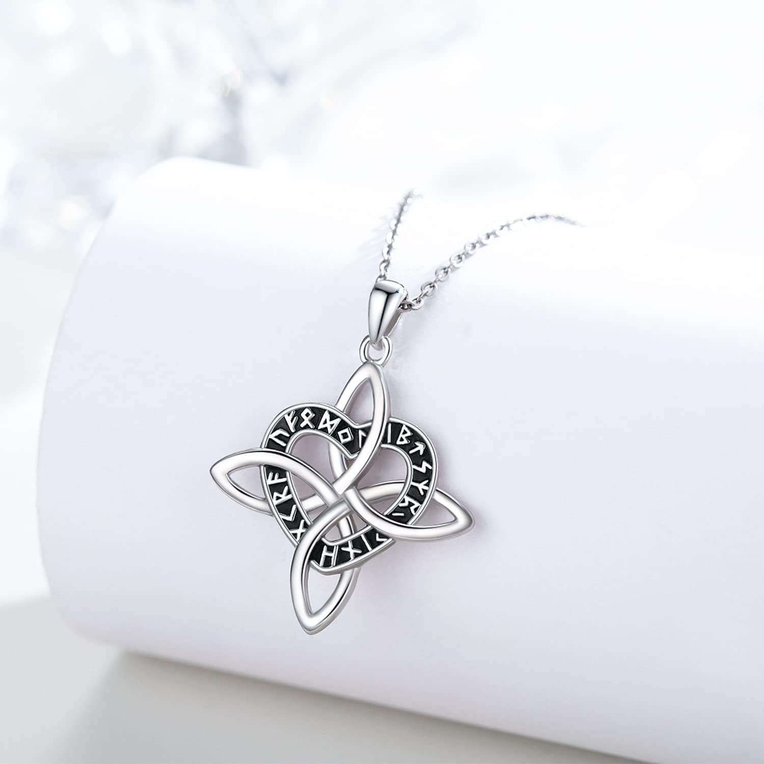 TwoAnts Wikinger Kette 925 Sterling Silber Herz/Hexenknoten/Unendlichkeit Anhänger für Keltische Halskette Norse Rune Kette Wikinger Schmuck Amulett Geschenke für Frauen Männer