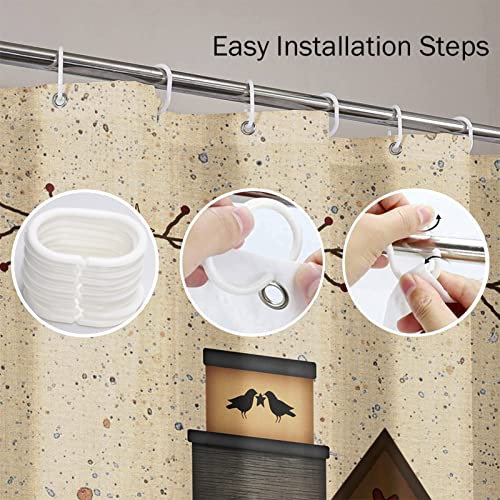 Semtomn Shower Curtain Waterproof Polyester Fabric 72 X 72 Inches Heart Primitive Faith Family Friends Country Pip Berry Birdhouse Set With Hooks Decorative Bathroom Curtains #TOP5