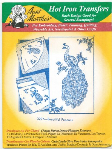 Aunt Martha's Hot Iron Transfers 3297 Beautiful Peacock Size One