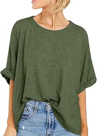 Floerns Women's Casual Graphic Print Short Sleeve T-Shirt - Loose Fit V-Neck Top