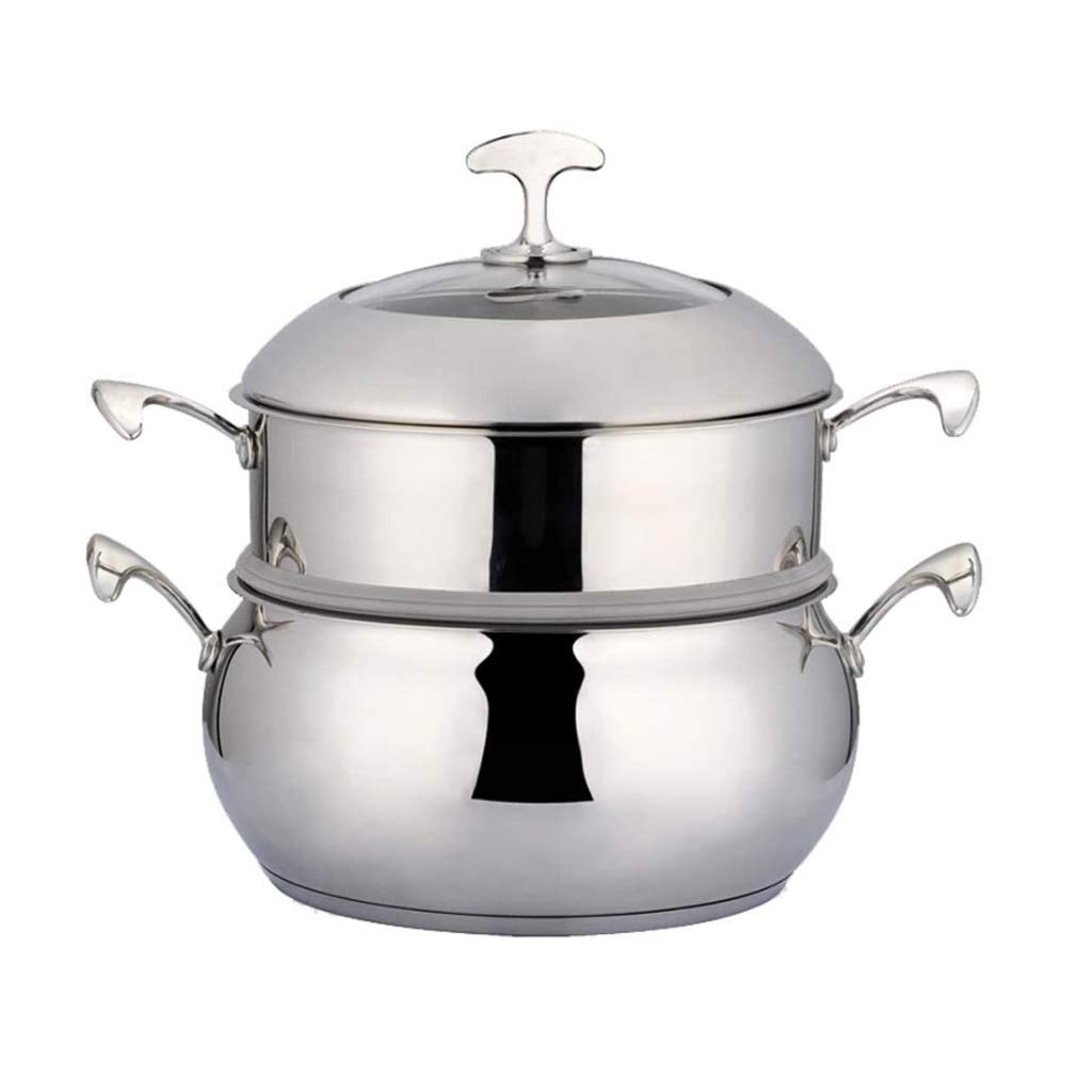 GTHTUHFD 2Layer Stainless Steel Steamer Pot For Cooking Soup And Steaming Food Steam Pot With With Tempered Glass Lid