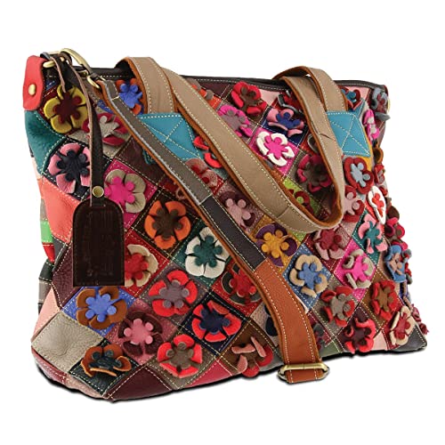 L'ARTISTE HB-APPLIQUE Handbag – Reversible Tote in Multicolor Leather with