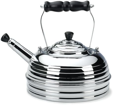 RSVP International (SIM-BF2) Simplex Beehive Gas Tea Kettle, 1.7 Quart, Copper | Flat Base Design | For Electric or Gas Ranges | Whistles