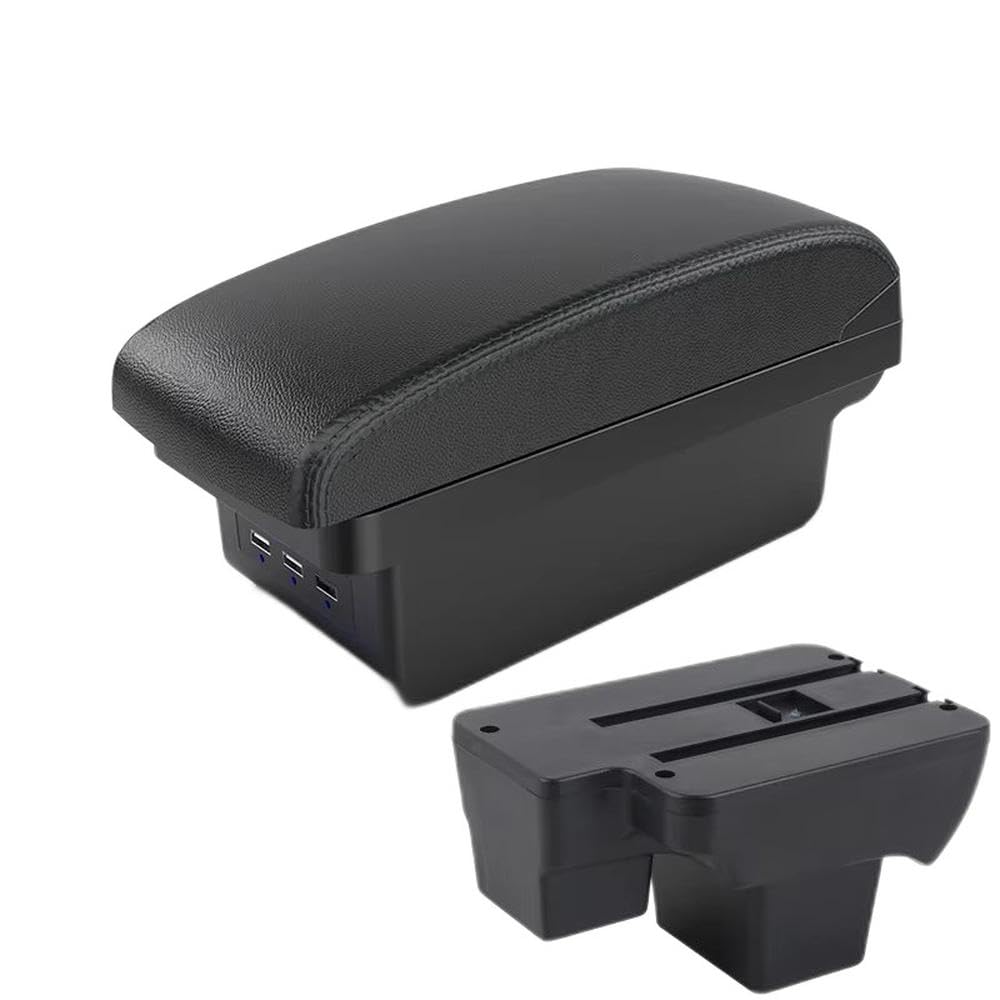 SXQPOCAR For Polo 2020-2024 Armrest Box Car Armrest Retrofit Storage Box Replacement Parts(B2 Black line 3 USB)