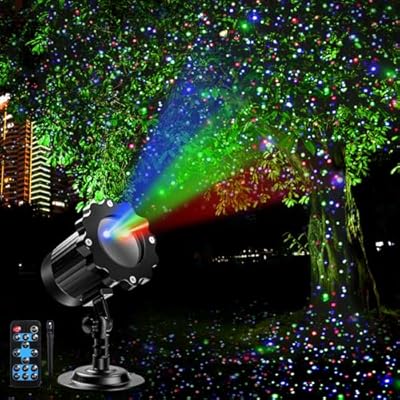 Laser Projector Lights Outdoor, Moving Red Green Blue 3 Color Starry Lights Show Laser Projection Light with RF Control, Outdoor Waterproof Holiday Decor for Party Garden Christmas Halloween New Year