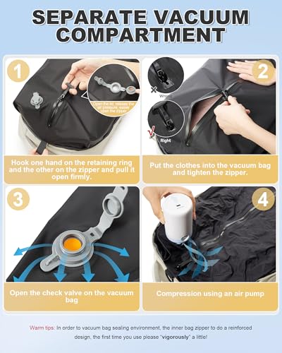 Image of winspansy Vacuum Backpack Travel Essentials with Air Pump Compression Bags for Travel Carry on Flight Approved Seal Vacpack Personal Item Backpack with Vacuum System for Women Men Beige