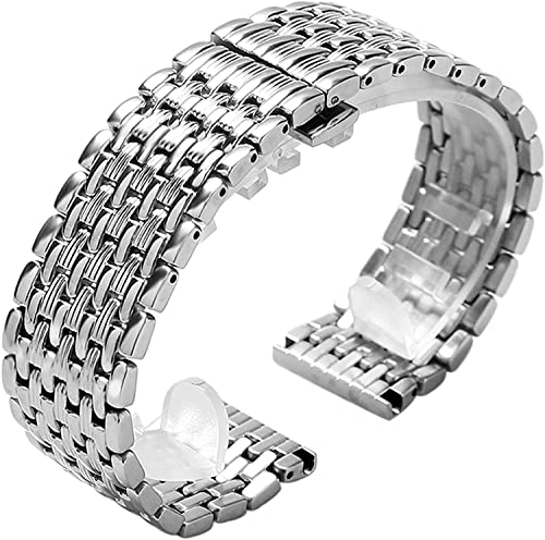 Bracelet de montre homme femme 20mm en acier inoxydable argent avec fermoir caché