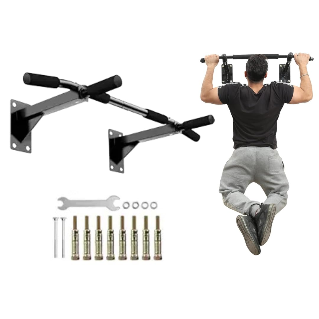 Novian Fitness- Heavy-Duty Wall-Mounted Pull-Up Bar – Dual Handle Grip for Upper Body Training- Chin Up Bar for Home Gym Workout, Exercise Bar Upper Body Workout Bar Fitness, Hanging bar, Calisthenics equipment, Hanging rod to height increase, (Black)-image-33