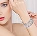 EVER FAITH Women's Austrian Crystal Bride Heart Art Deco Elastic Stretch Bracelet Clear Silver-Tone