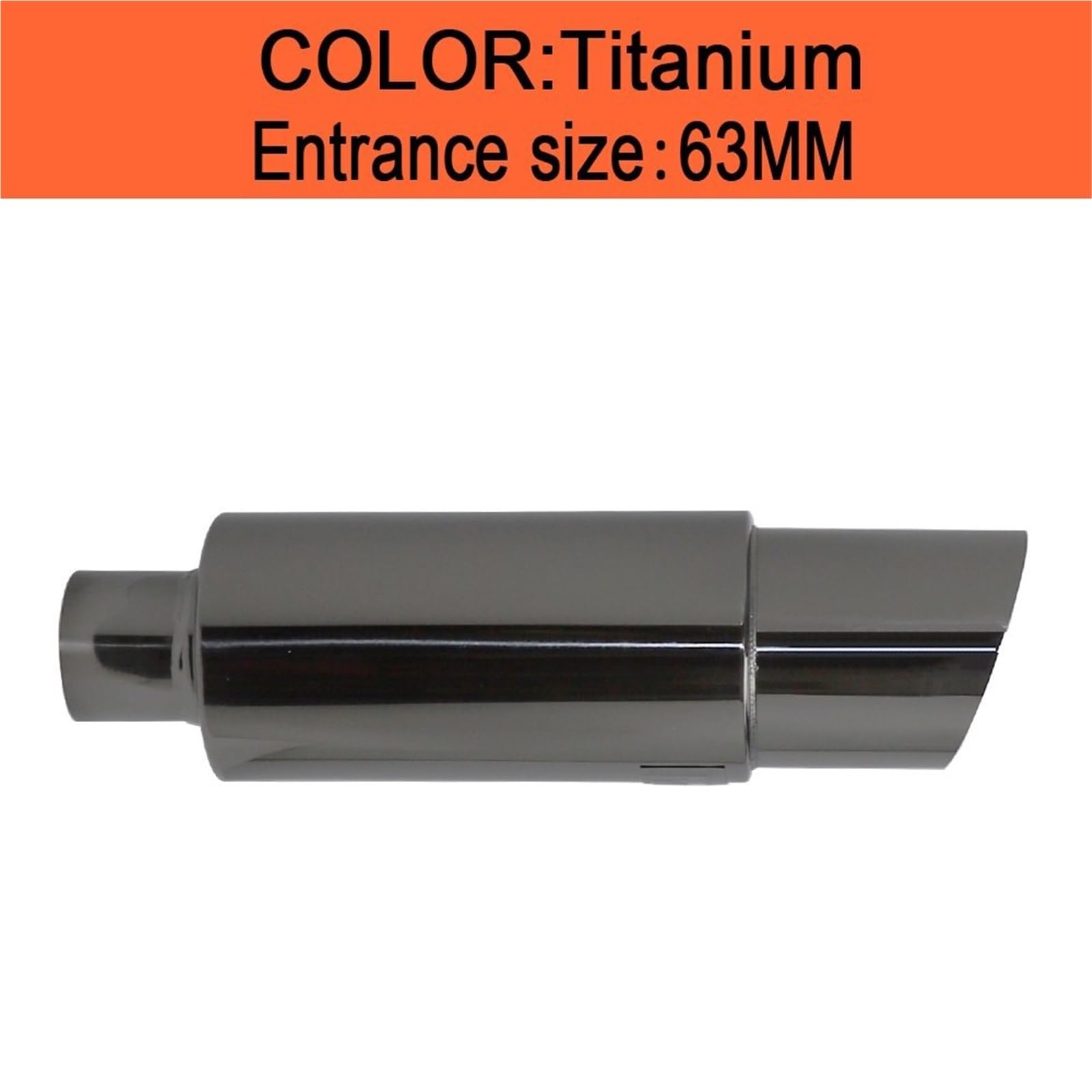 Tłumik Samochodowy Rura wydechowa samochodu ze stali nierdzewnej prosty bęben tłumik rura uniwersalny OD 51 57 63mm wylot 89mm długość 370mm(002-Titanium-63MM)