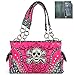 Zzfab Embroidered Concealed Carry Rhinestone Studded Skull Purse Pink