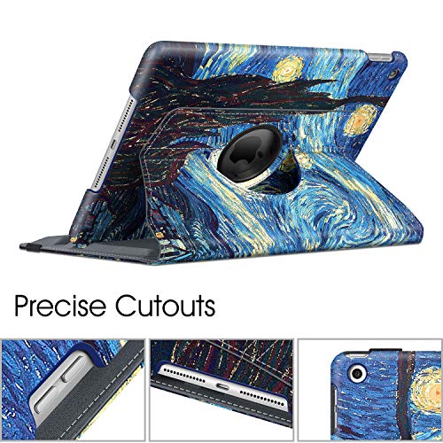 Image of Fintie Rotating Case for iPad 9th Generation (2021) / 8th Generation (2020) / 7th Gen (2019) 10.2 Inch - 360 Degree Rotating Stand Cover with Pencil Holder, Auto Wake Sleep, Blue Starry Night