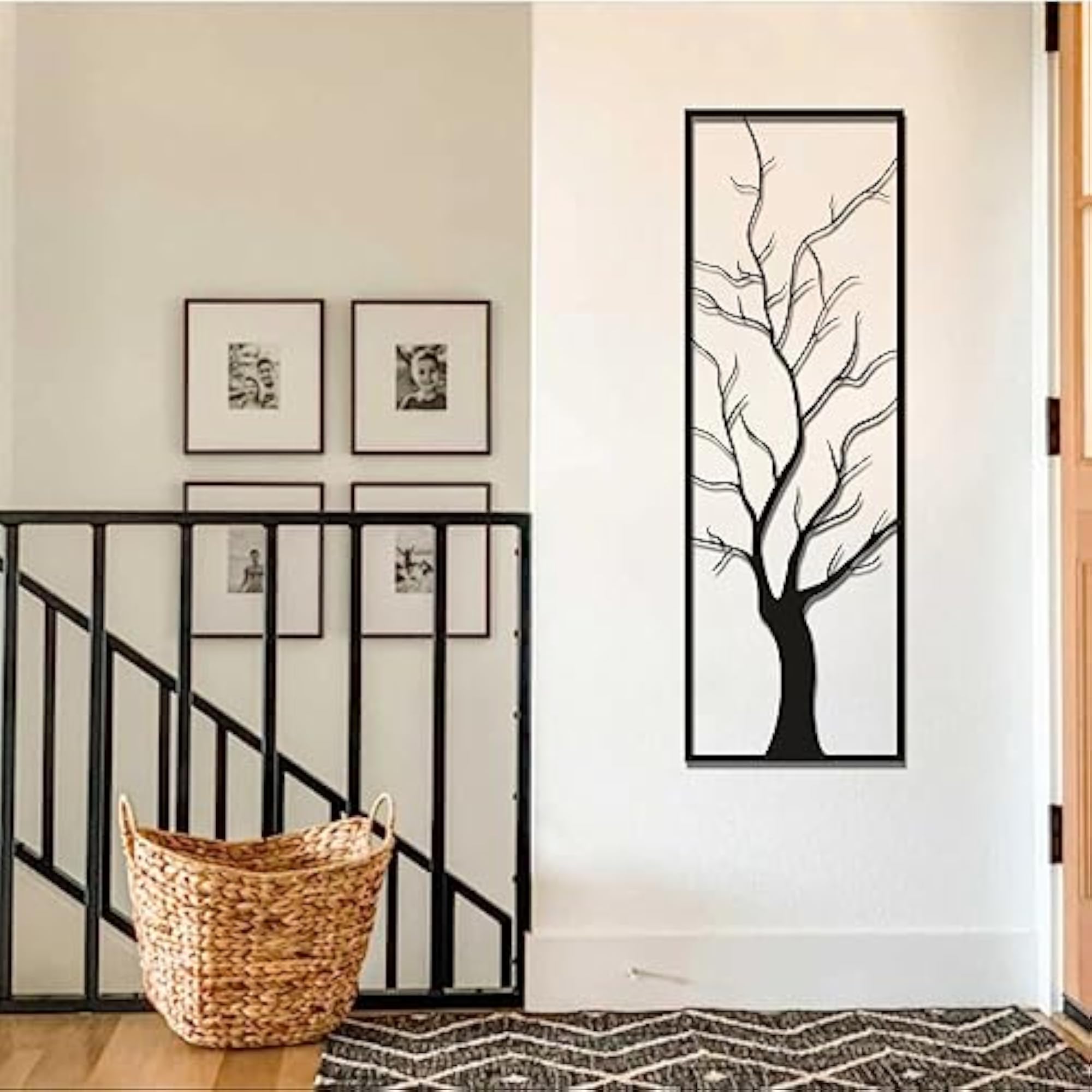 Vertical Tree Metal Wall Decor, Tree With Branches Home Sign Art