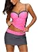 Lovezesent Women Color Block Push up Ruched Tankini Swimsuits with Skirt Bottom