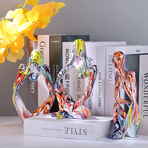 Large Abstract Graffiti Thinker Statue Colorful Meditation The Thinker Statue Minimalist Art Thinker Figurine Ornaments, Home Office Bookshelf Coffee Table Tabletop Living Room Decor Figurine (Left) #TOP5