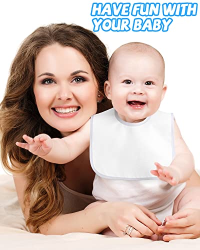 Foaincore 30 Pack Blank White Baby Bibs 2 Ply Waterproof Absorbent White Bibs Unisex Sublimation Baby Drool Bib With Hook And Loop Fastener Drooling Bibs For Baby Decorating Feeding Teething Drooling #TOP5
