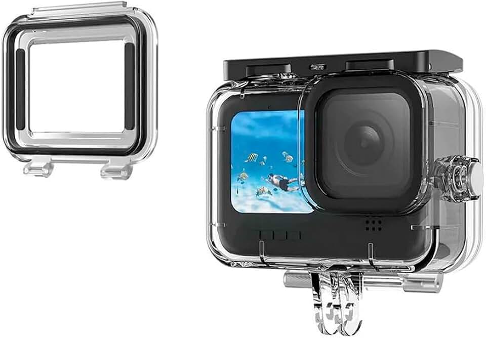 Caixa Estanque 45m para GoPro Hero 13 12 11 10 9 - Capa Protetora Subaquática À Prova D'Água Multi-Cena Mergulho - Invólucro Durável Acessório Câmera de Ação
