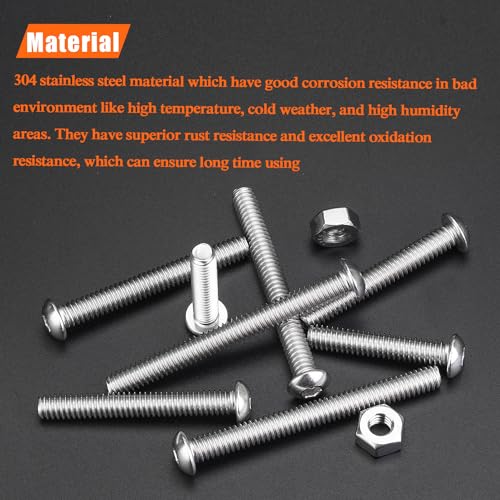 Image of 20 Pieces 1 /4-20 x 1-3 /4 inch Button Head Socket Cap Screws Bolts, HELIFOUNER 304 Stainless Steel (18-8) Screws, Bright Finish, Fully Threaded