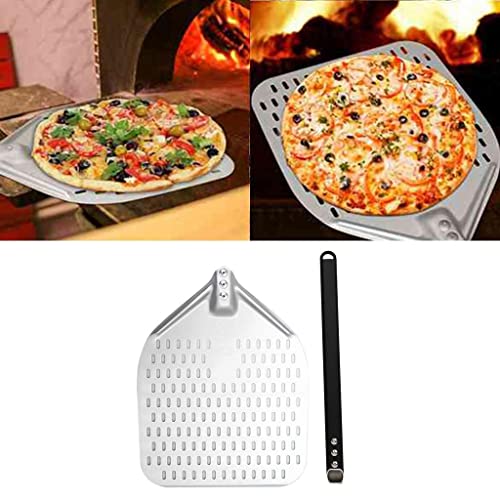 Prettyia Pá de pizza de metal de alumínio para armazenar facilmente, pá de pizza resistente para ama