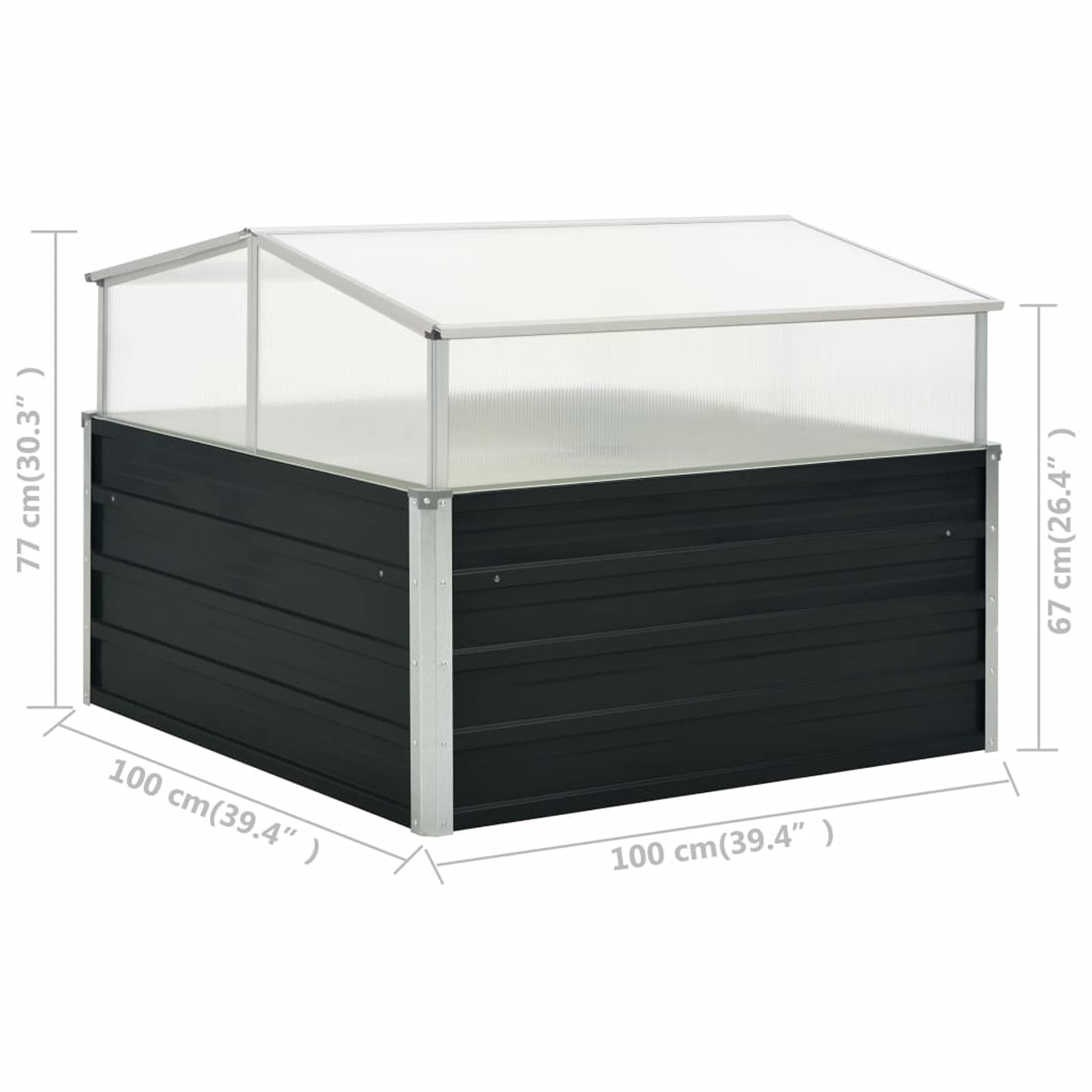 LAPOOH Serra Antracite 100x100x77 cm in Acciaio Zincato,Casa e Giardino,Prato e giardino,Giardinaggio,Serra da Giardino(SPU:45724)