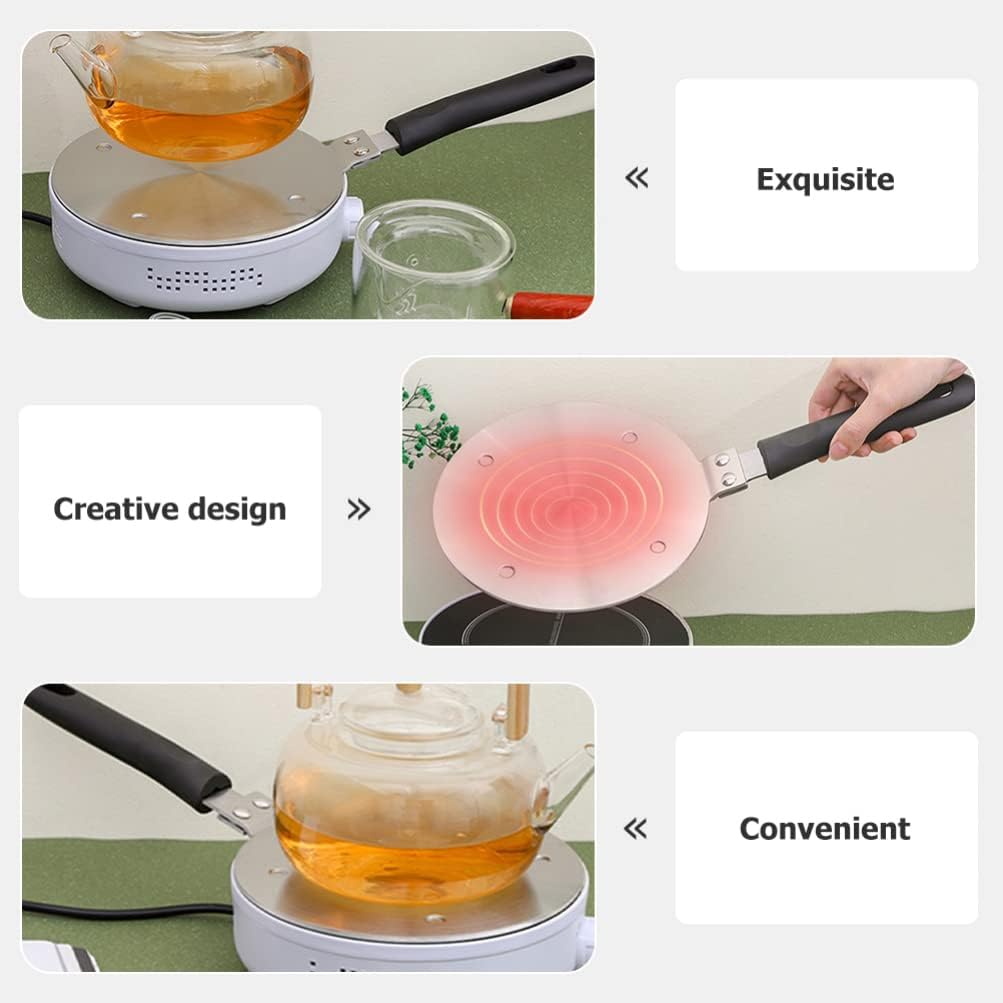 Kichvoe 1set Heat Diffuser Plate with Handle Induction Adapter for Electric Cookers for Even Heat Distribution Convenient Kitchen Cooking Tool