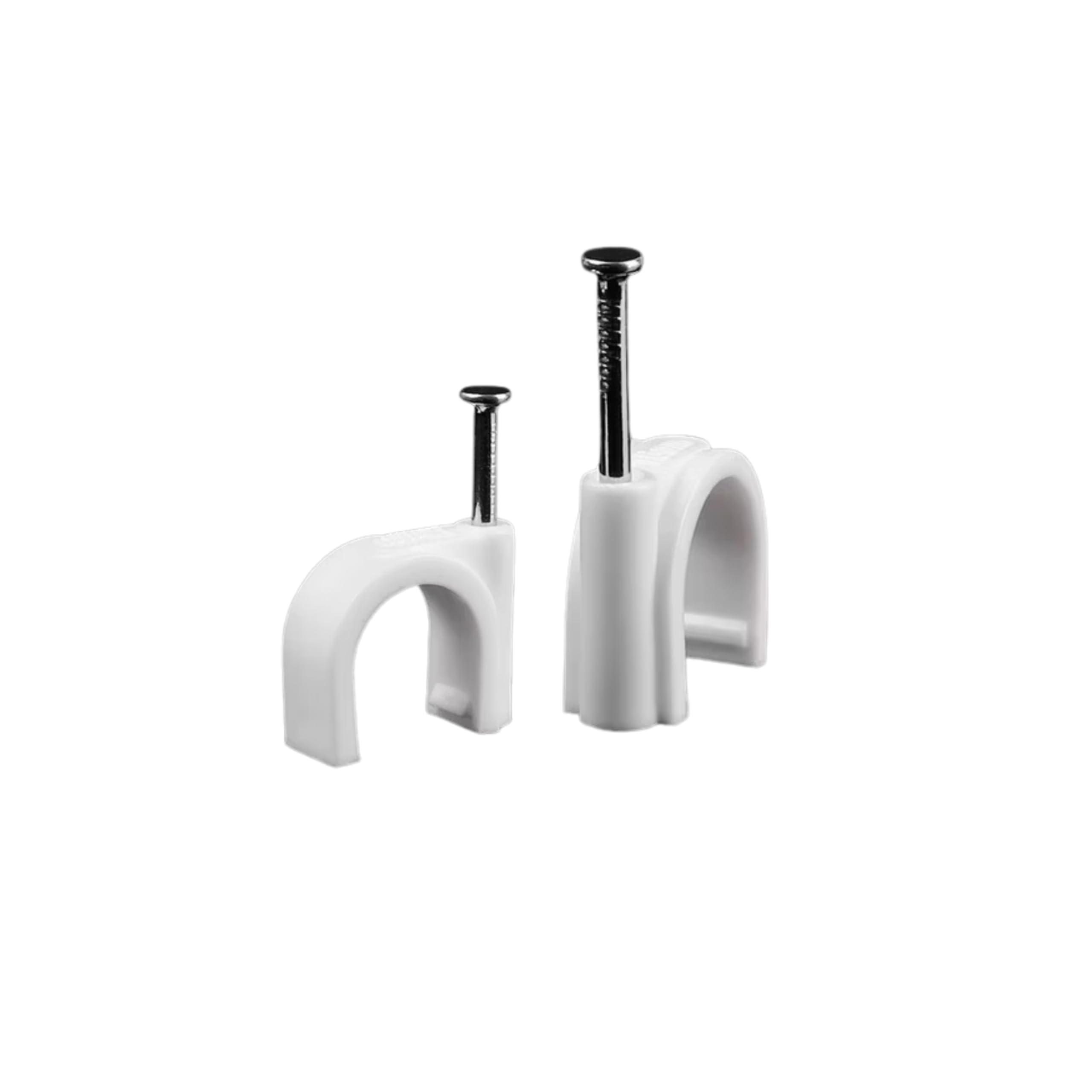 Zing Retail 6mm White Metal Nails Cable Clips | Pack of 100 - Heavy Duty Plastic Wire Clips for Wall & Desk Cable Management, TV Cables & Ethernet Wire Organizer for Home & Office Use-image-0