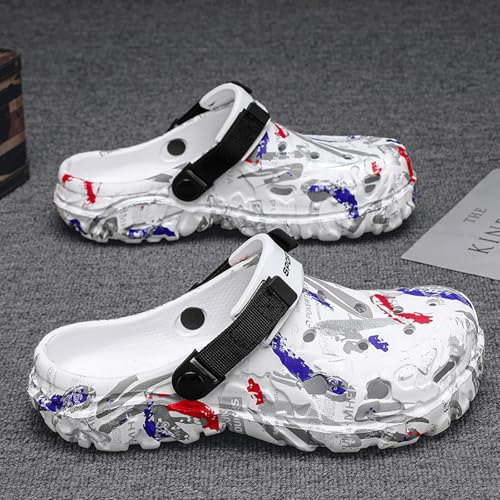 Image of FLIOZY Men's Camouflage Garden Clogs Comfortable Non-Slip Beach & Pool Mules, Lightweight Athletic Outdoor Sandals with Adjustable Back Strap