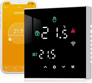 chscreen Energiesparender Temperaturregler Kompatibel mit Elektrischer Fußbodenheizung (16A) und Gaskesseln (3A), Funktioniert mit TUYA App, Alexa & für Google Home