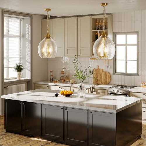 TOCHIC Large Glass Pendant Light 3 Lights Kitchen Island Pendant Lighting by TOCHIC - Used condition - Image 3