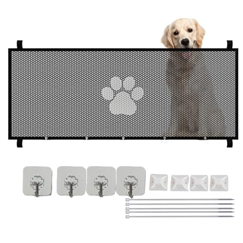 Kustimantu Rejilla para Perros de Malla – Reja Protectora Extensible para escaleras, protección Transpirable para Mascotas, de Animales extraíble para pasillos, Puertas, Zonas de Paso
