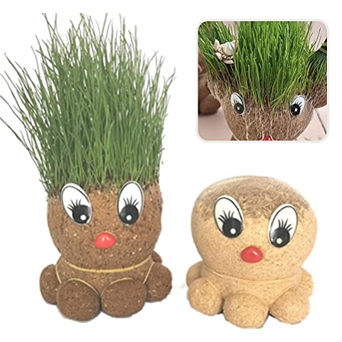 Graskopf - Muñeca con cabeza de pulpo, bolsa de cultivo, macetas, mini bonsái, cabeza de hierba, decoración de jardín Cover