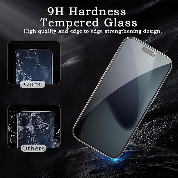 Image of [ 2+2 Pack Privacy Screen Protecor for iPhone 17 Pro Max Anti-Spy Shatterproof Tempered Glass with Camera Lens Tempered Glass 9H Hardness Bubble Free Anti-Glare Case Friendly