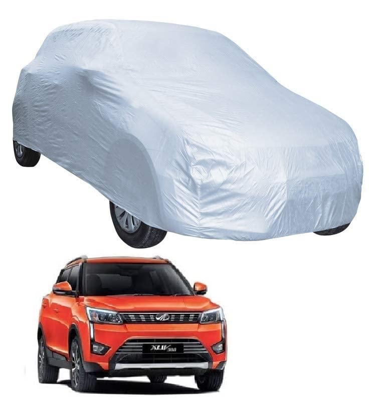 Image of Auto Hub Car Cover Compatible with Mahindra XUV 300 with Weather Proof, Triple Stitched, XUV 300 Car Cover- Plain Silver