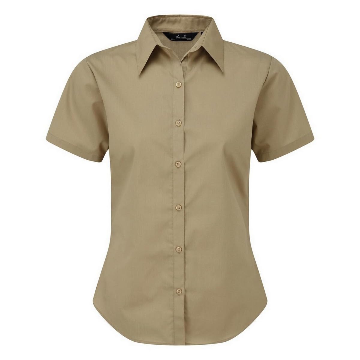 Premier Short Sleeve Poplin Blouse/Plain Work Shirt (10) (Khaki)