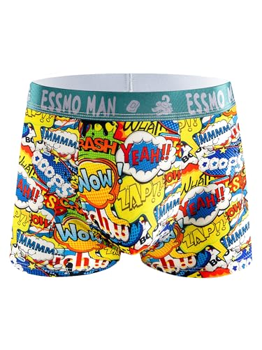 Mens Boxer Briefs Regular Long 4 Way Stretch Cute Animal Printed Soft Moisture Wicking Underwear for Men