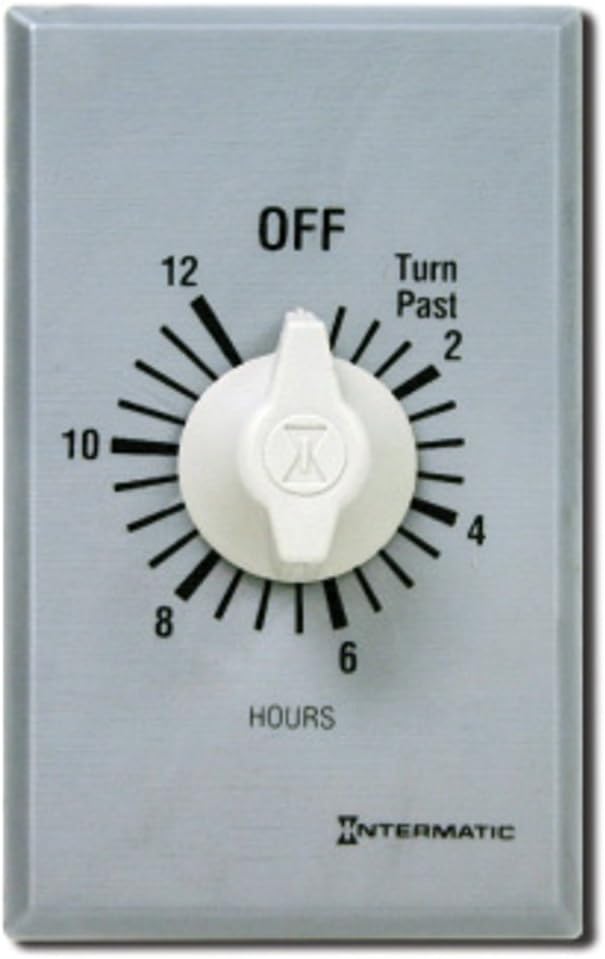 Intermatic FF412H 12-Hour Spring Loaded Wall Timer, Brushed Metal Finish