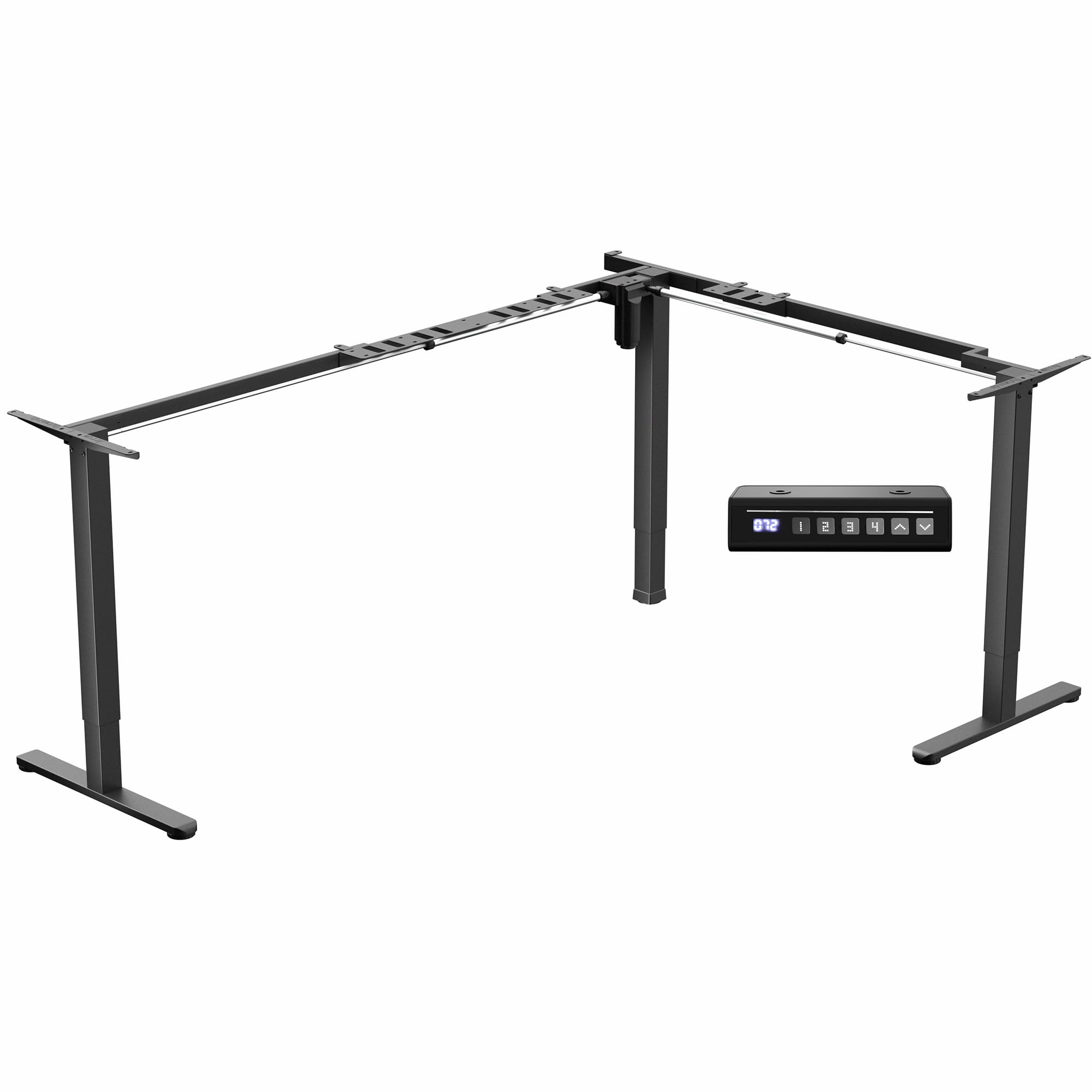 VIVO Extra Large Electric Single Motor Height Adjustable 3-Leg Corner Standing Desk Frame, Holds up to 225 lbs, Sit Stand L-Shaped Motorized Legs Only