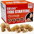 E500 Fire Starter - 60 PCS Natural Fireplaces Fire Starter for Campfires, Camping, BBQ, Fire Pit & Wood Fireplace - Charcoal Fire Starter for Grill
