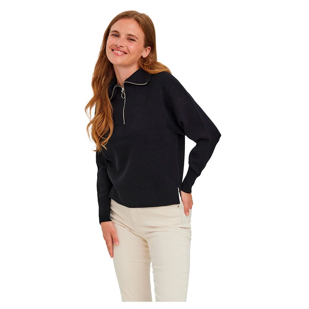 VERO Moda Women's Vmsaba Stripe LS Highneck Blouse Ga Noos Pullover, Black, Large