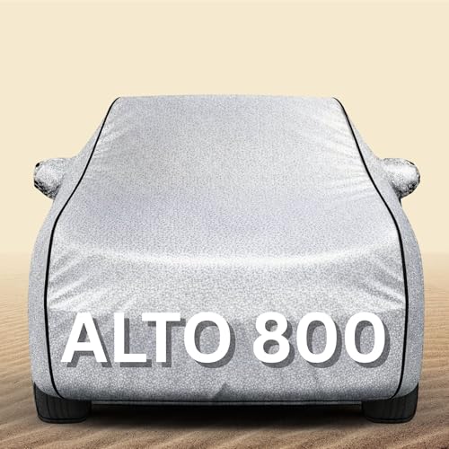 Image of 100% Waterproof Alto 800 Car Cover Heavy Duty - Premium Polyester Car Body Cover, All Weather Outdoor Protection, UV Resistant, Dustproof, Windproof, Heat Resistant, Scratch Resistant (Silver)