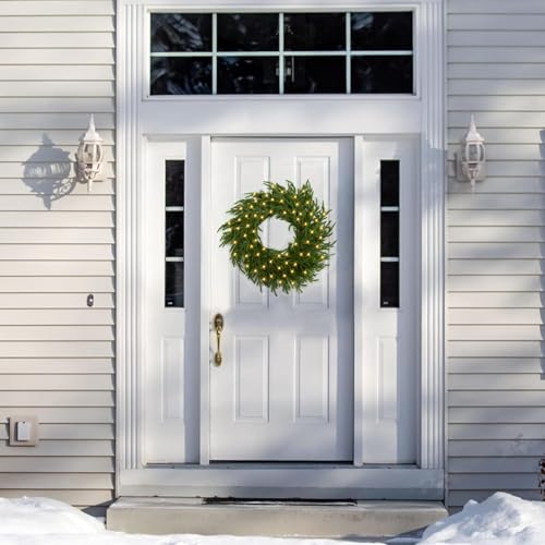 Enven WH002 24 Inch Christmas Wreath Real Touch Norfolk Pine Wreath thumb #4