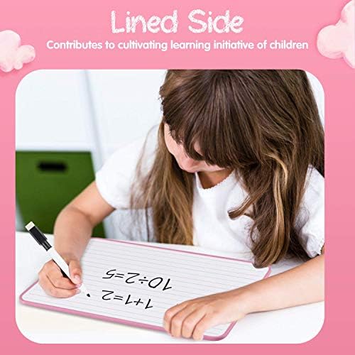 Dry Wipe Whiteboard for Kids, AGPTEK 2 Packs Ruled Dry Erase Lapboard with 10 Magnetic Markers, Kids Learning White Board - Plain and Line, A4 Size