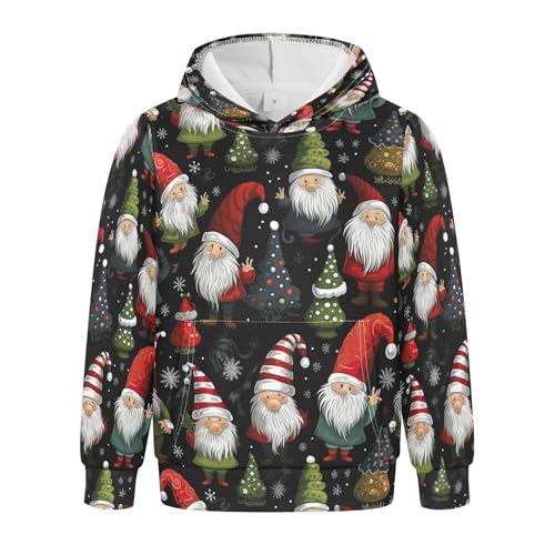 Kids Hoodies Sweaters Christmas Xmas Gnome Dwarfs Hooded Sweatshirts with Big Pockets for Boys Girls B0400442