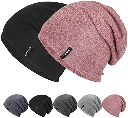 HASAGEI Slouch Beanie Hat, Unisex Jersey Skull Cap, Thin Flexible Slouch Hat Perfect for Spring, Autumn and Winter, One Size Fits All